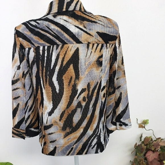 Southern Lady Animal Print Semi Sheer Jacket Shirt VGUC - Picture 2 of 12